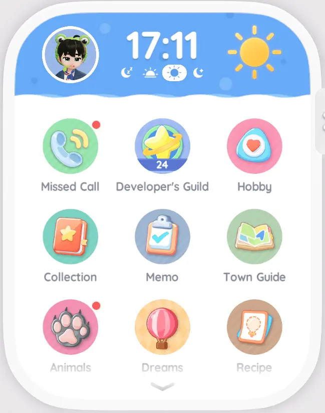 Clock and daily reset screen in Heartopia