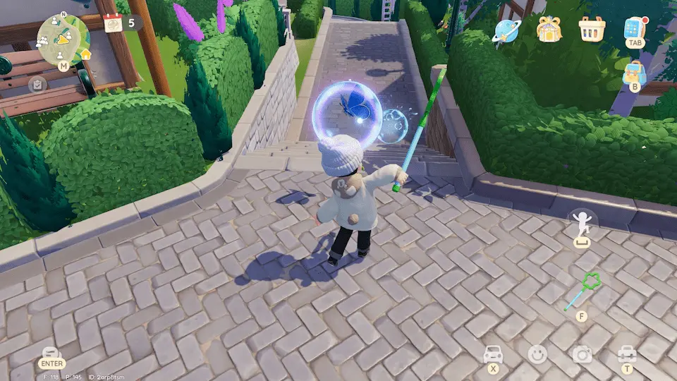 Catching insect with bubble