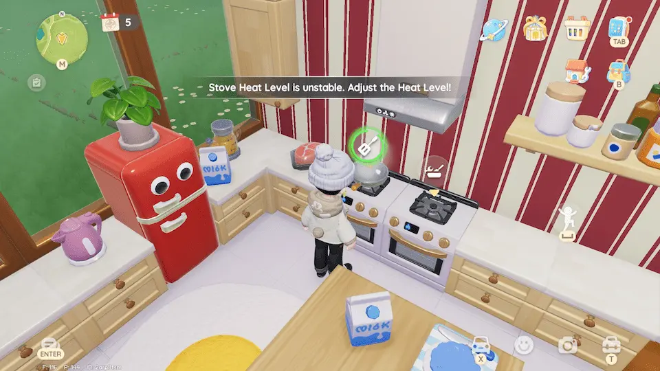 Indicador del minijuego de Cooking en Heartopia